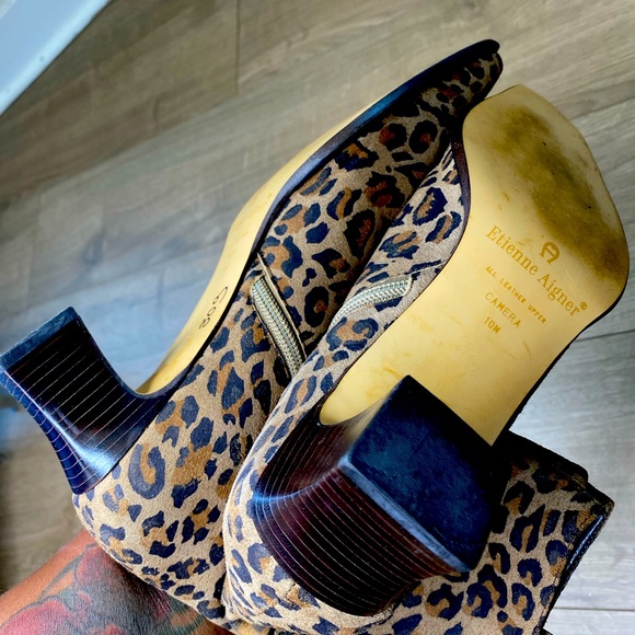 Etienne Aigner Brown Animal Print Boots - Picture 3 of 3